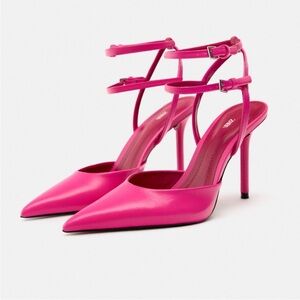Zara Stylish Pink Double Strap Stiletto Heels